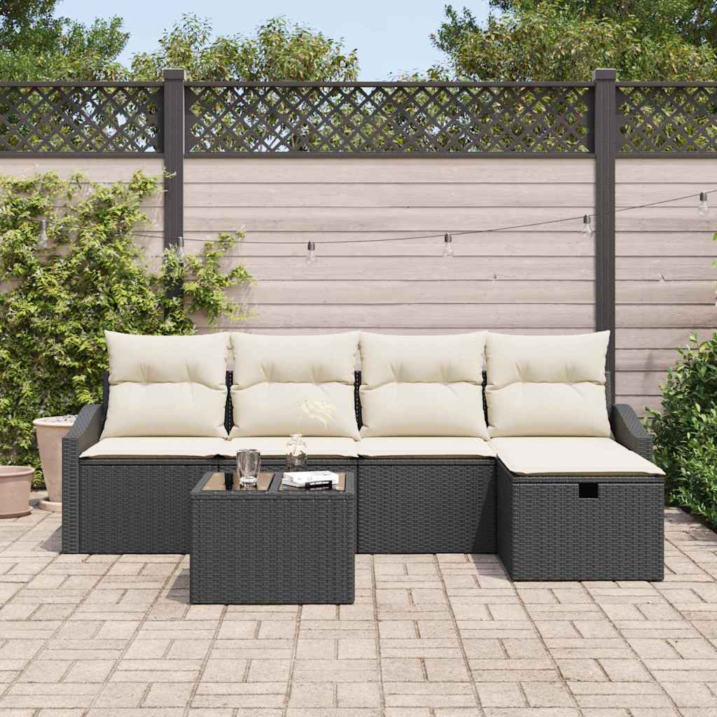 vidaXL Zestaw Sof z poduszką 5 pcs polirattan