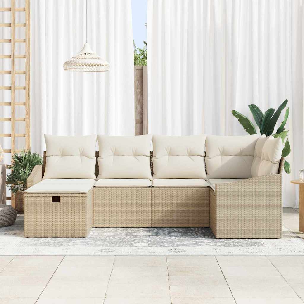 vidaXL Zestaw Sof z poduszką 7 pcs polirattan