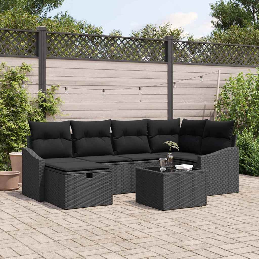 vidaXL Zestaw Sof z poduszką 7 pcs polirattan