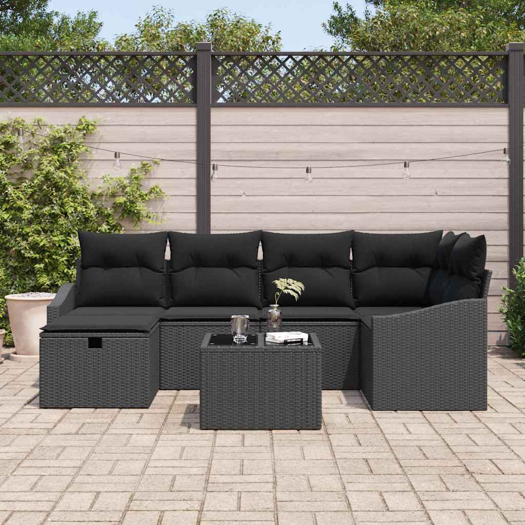 vidaXL Zestaw Sof z poduszką 7 pcs polirattan