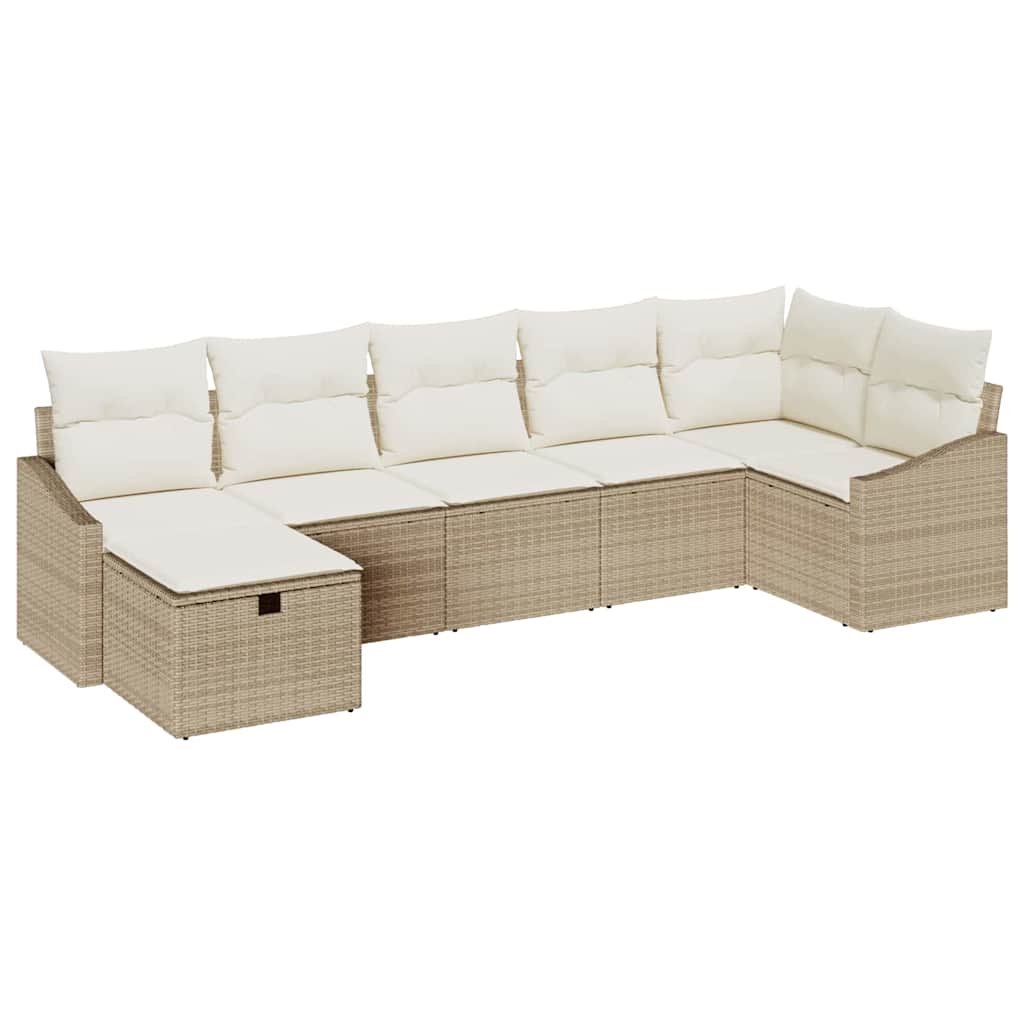 vidaXL Zestaw Sof z poduszką 7 pcs polirattan
