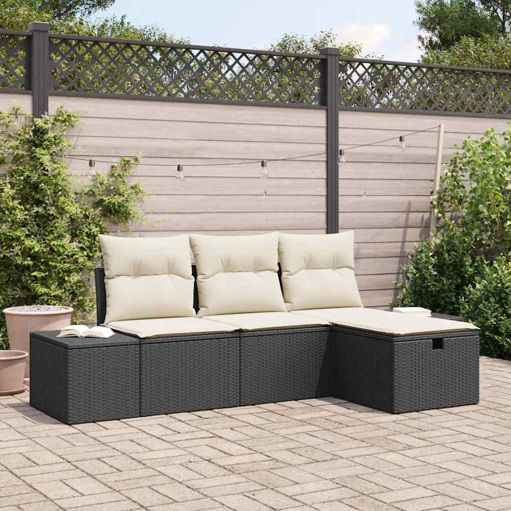 vidaXL Zestaw Sof z poduszką 4 pcs polirattan