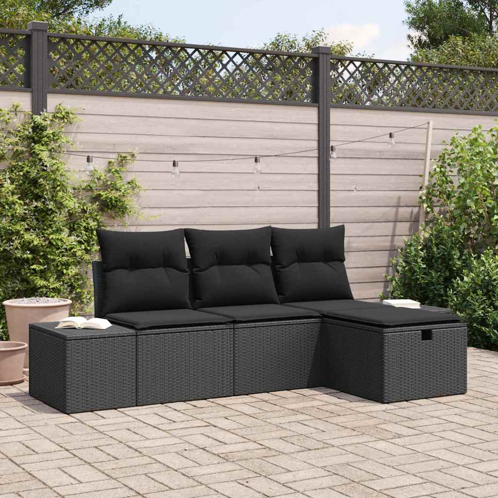 vidaXL Zestaw Sof z poduszką 4 pcs polirattan