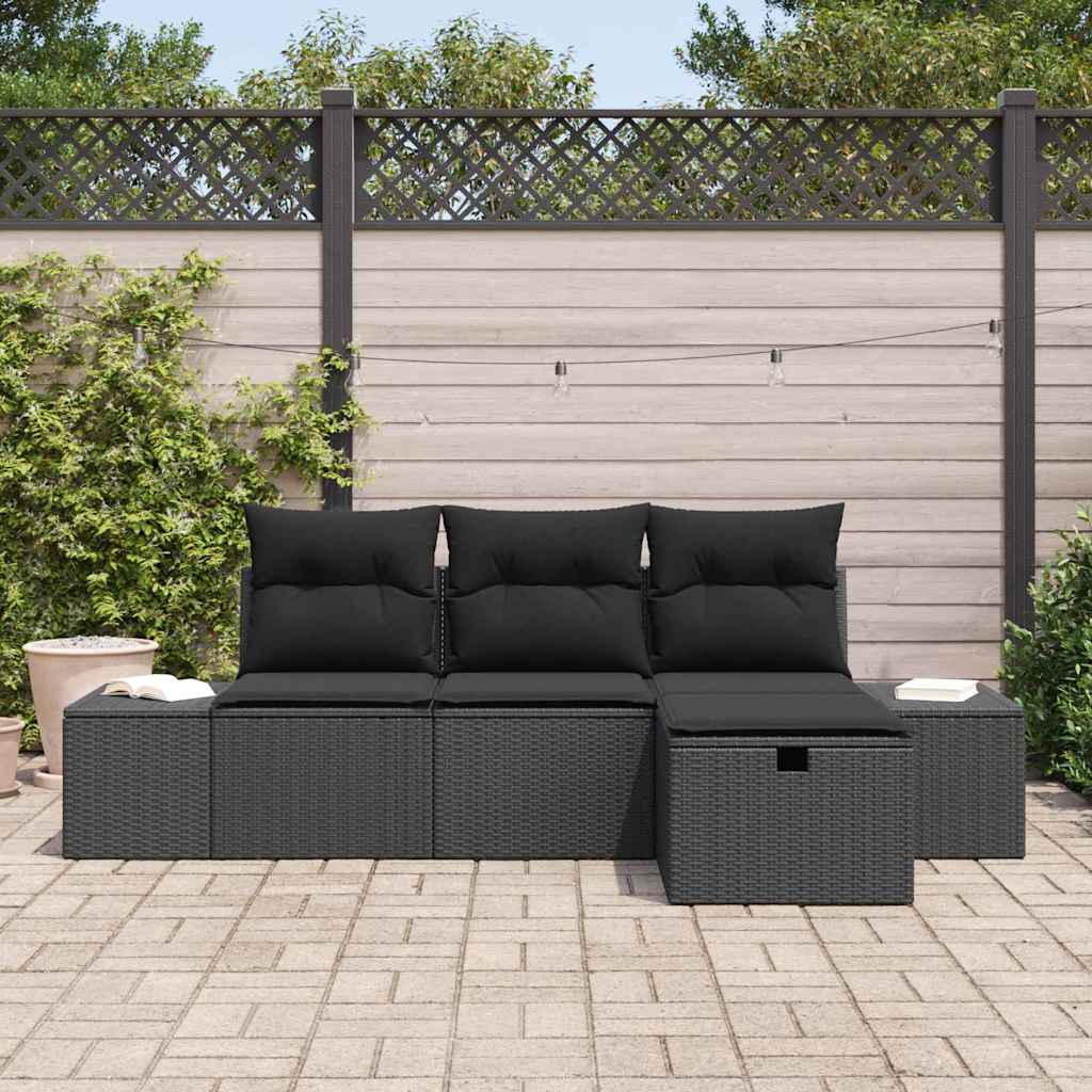 vidaXL Zestaw Sof z poduszką 4 pcs polirattan