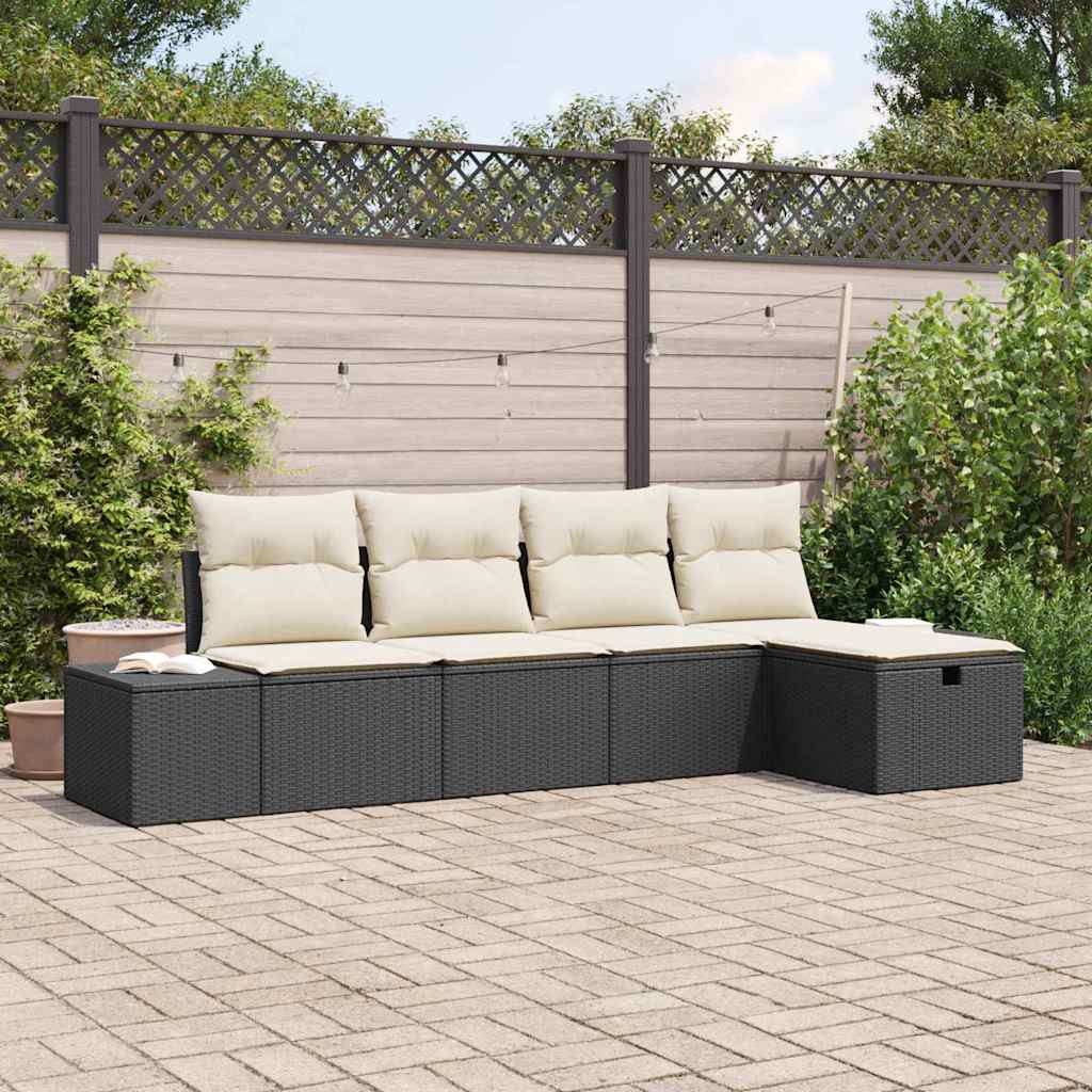vidaXL Zestaw Sof z poduszką 5 pcs polirattan