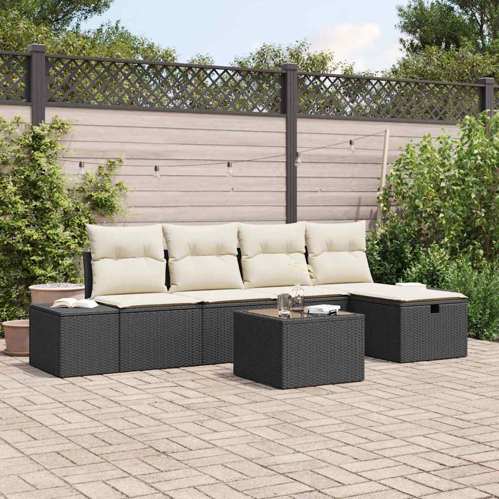 vidaXL Zestaw Sof z poduszką 6 pcs polirattan