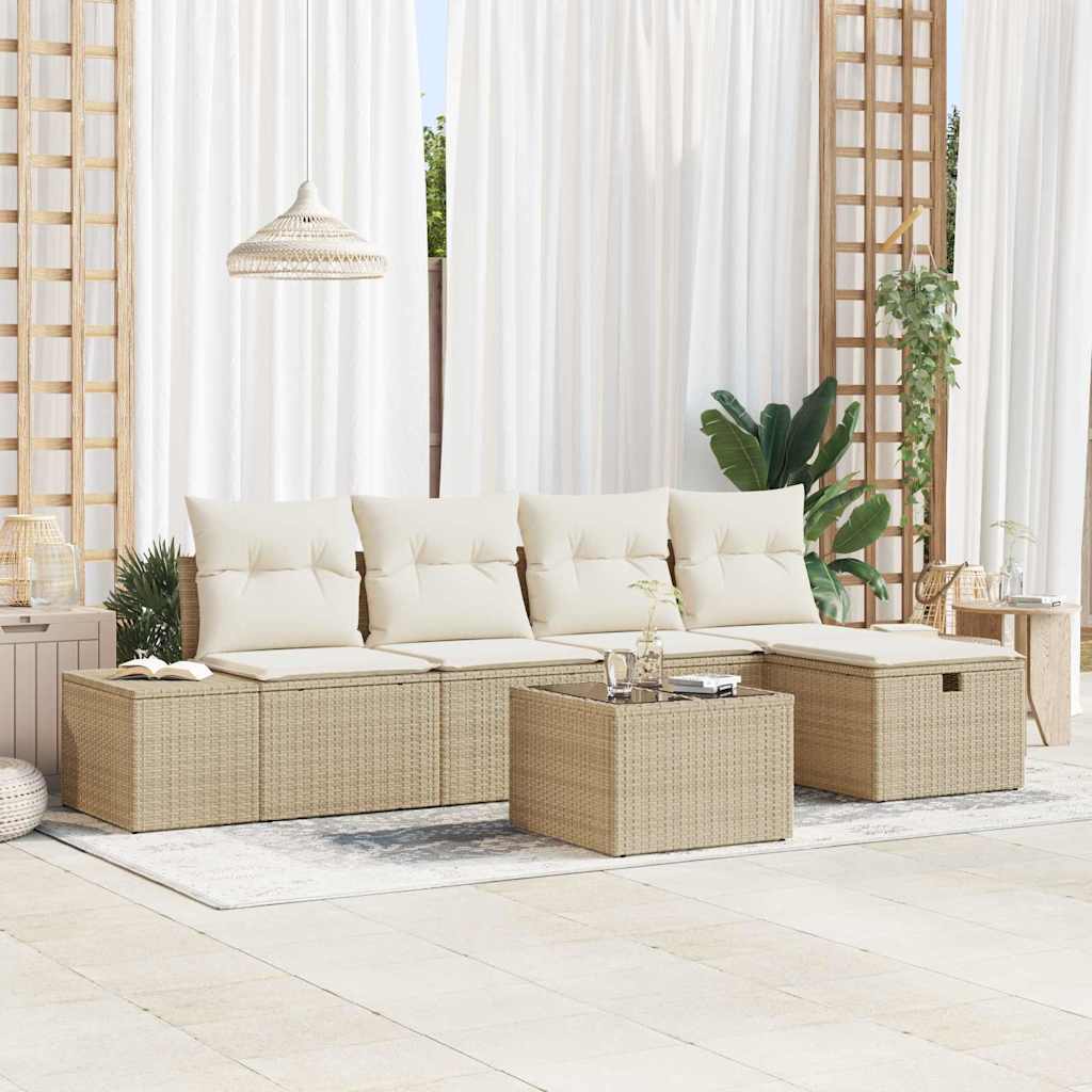 vidaXL Zestaw Sof z poduszką 6 pcs polirattan