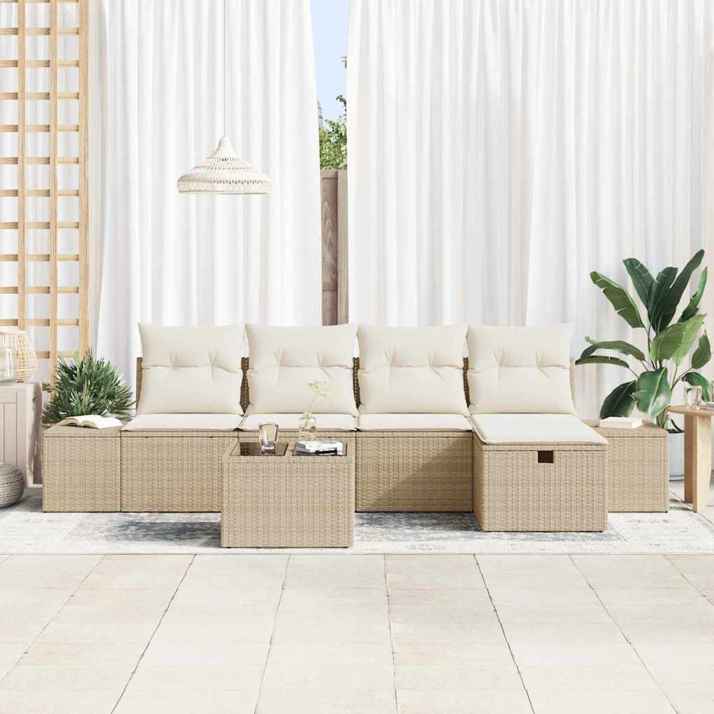 vidaXL Zestaw Sof z poduszką 6 pcs polirattan