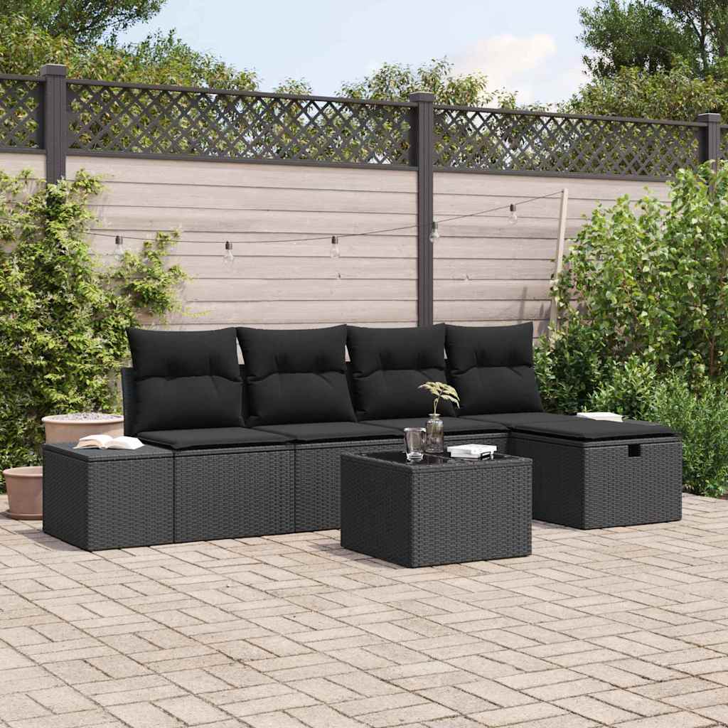 vidaXL Zestaw Sof z poduszką 5 pcs polirattan
