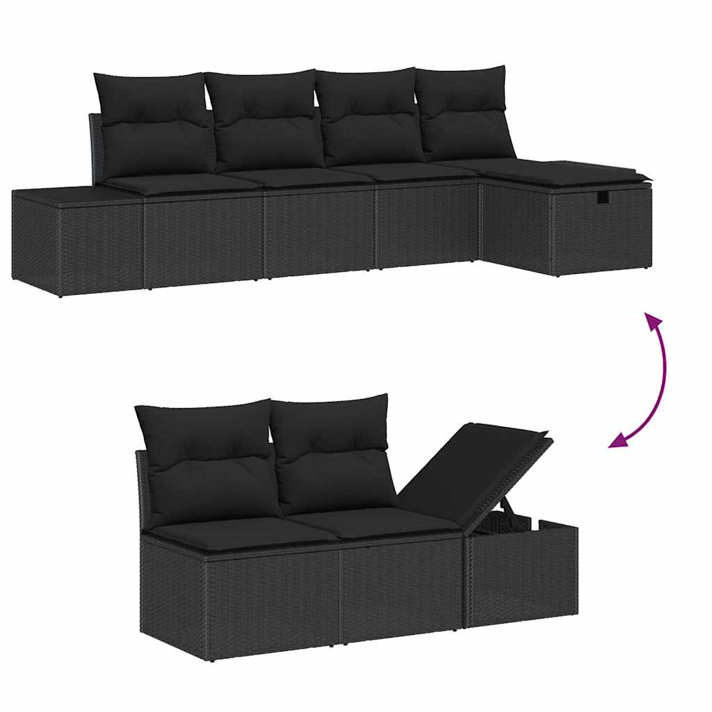 vidaXL Zestaw Sof z poduszką 5 pcs polirattan