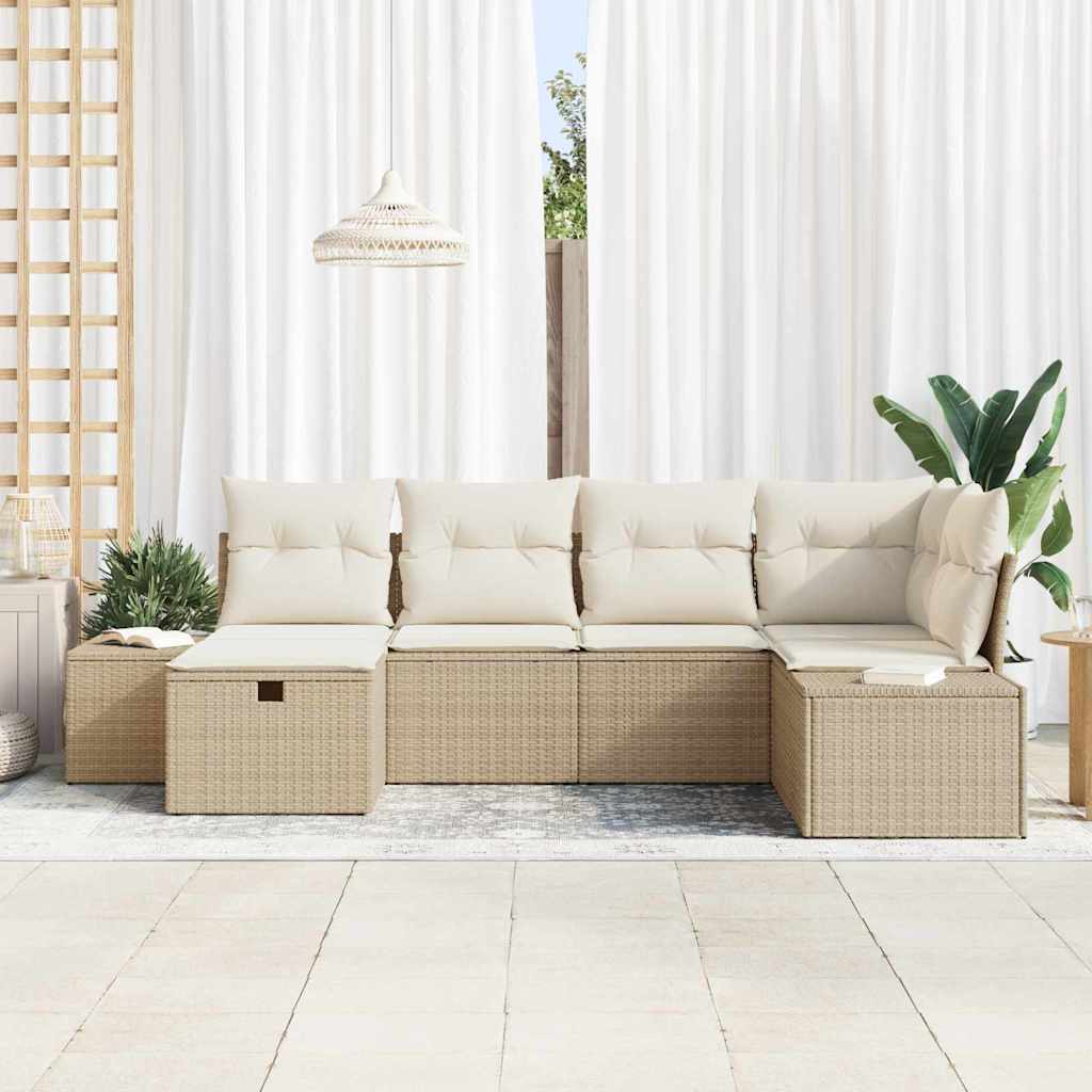 vidaXL Zestaw Sof z poduszką 6 pcs polirattan