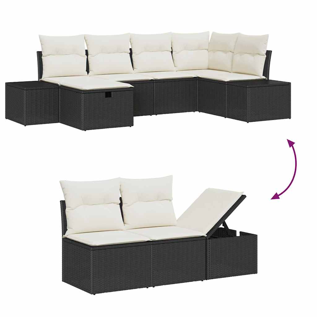 vidaXL Zestaw Sof z poduszką 7 pcs polirattan