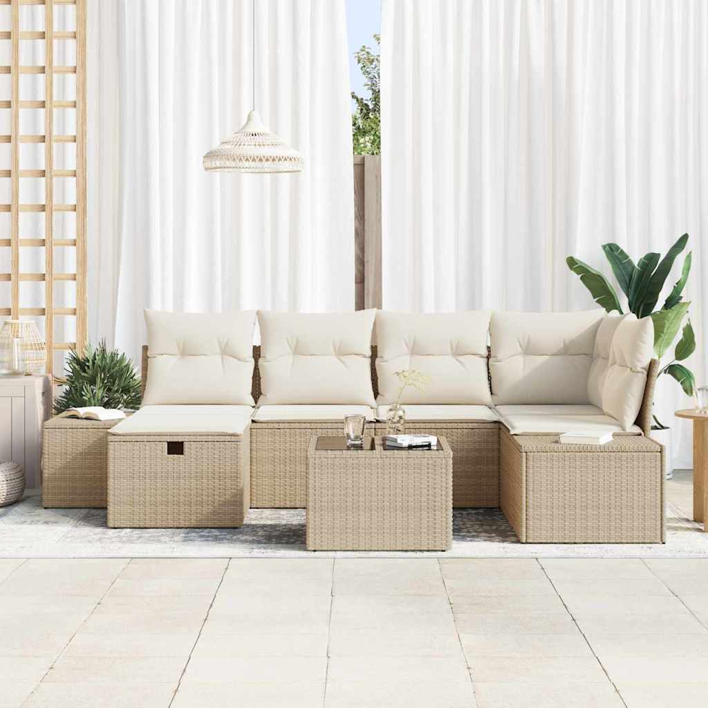 vidaXL Zestaw Sof z poduszką 7 pcs polirattan