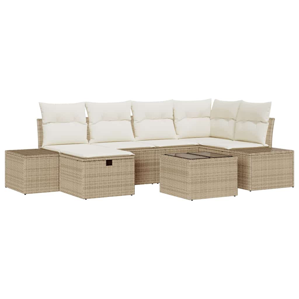vidaXL Zestaw Sof z poduszką 7 pcs polirattan