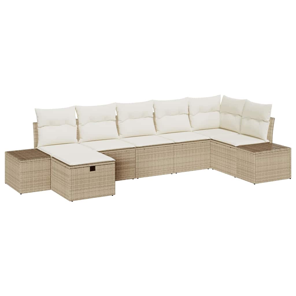 vidaXL Zestaw Sof z poduszką 7 pcs polirattan