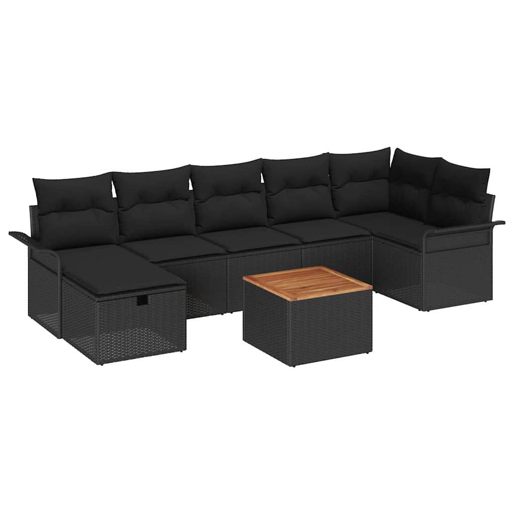 vidaXL Zestaw Sof na Ogród z poduszką 8 pcs Czarny Polirattan