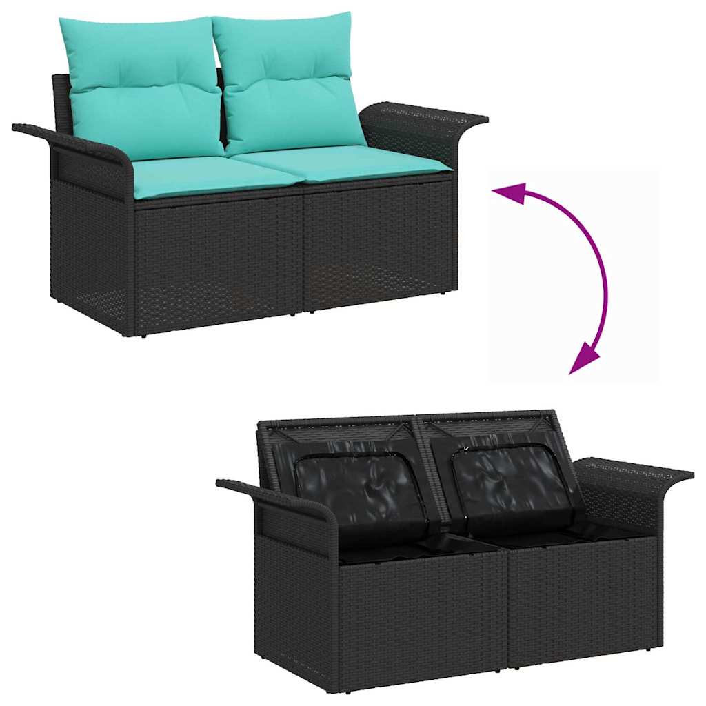 vidaXL Zestaw Sof na Ogród z poduszką 8 pcs Czarny Polirattan