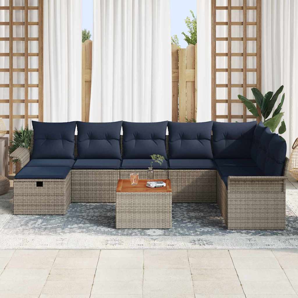 vidaXL Zestaw Sof na Ogród z poduszką 9 pcs Szary Polirattan