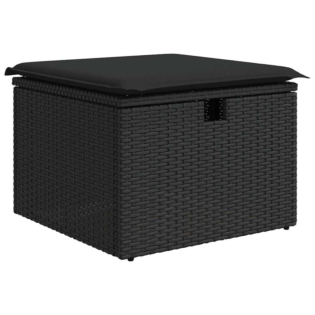 vidaXL Zestaw Sof na Ogród z poduszką 7 pcs Czarny Polirattan