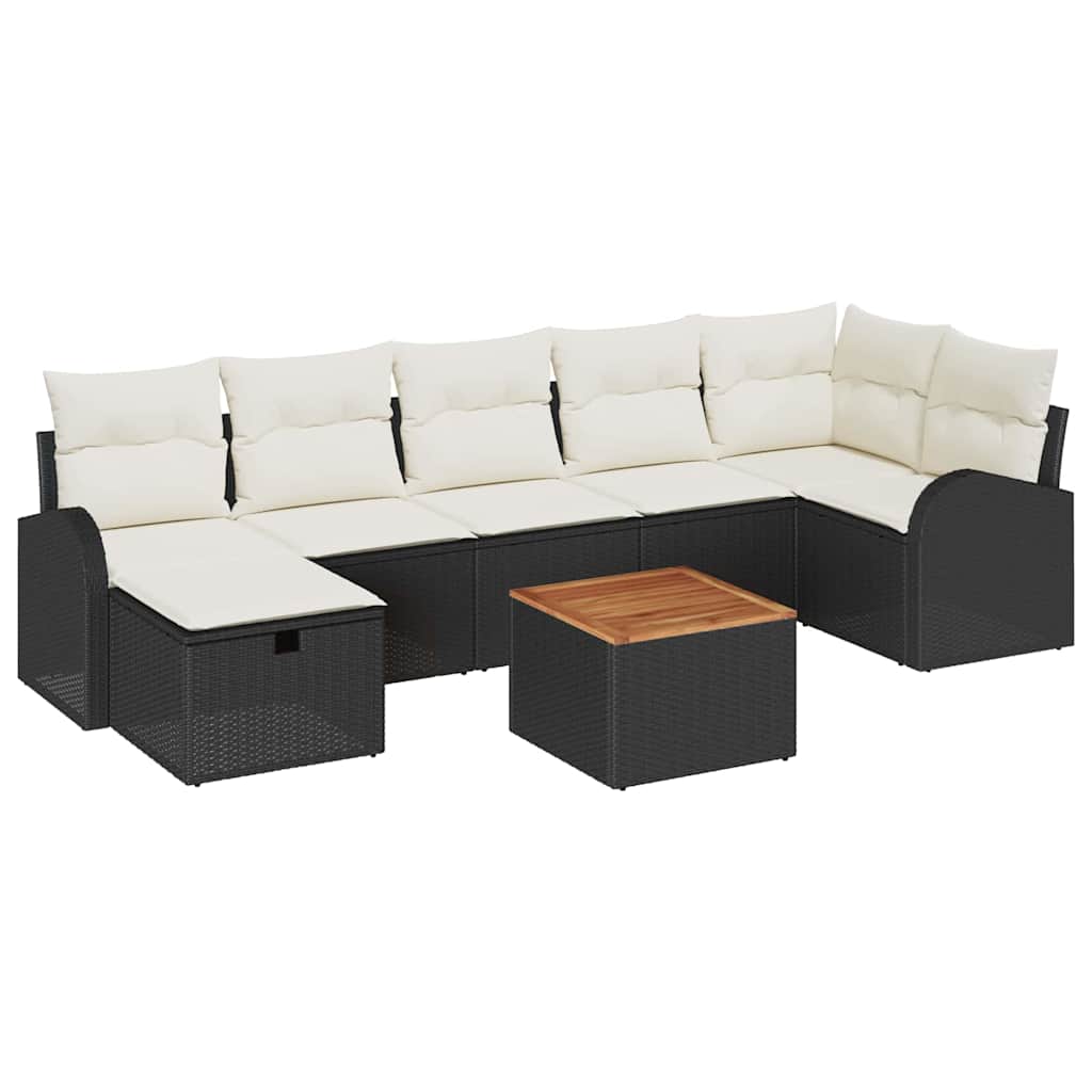 vidaXL Zestaw Sof na Ogród z poduszką 8 pcs Czarny Polirattan