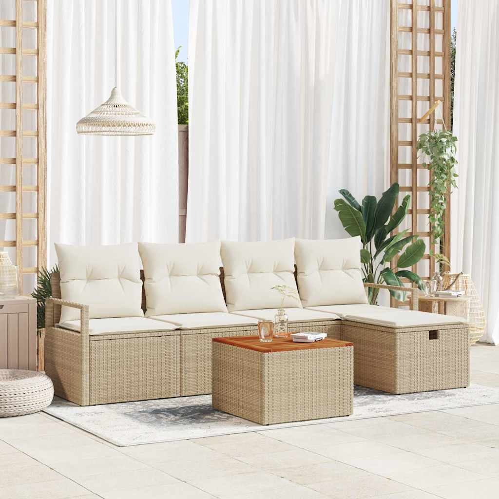 vidaXL Zestaw Sof na Ogród z poduszką 6 pcs Beżowy Polirattan