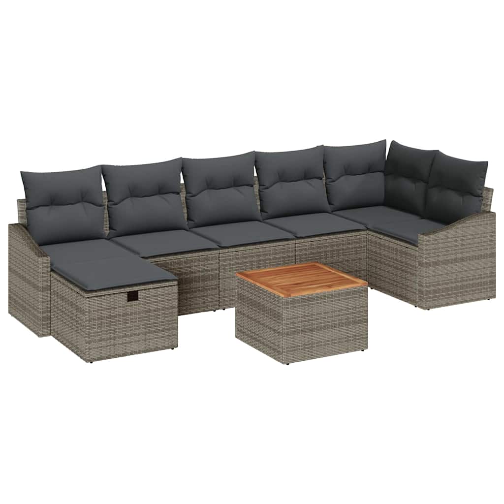 vidaXL Zestaw Sof na Ogród 8 szt. Szary Polirattan