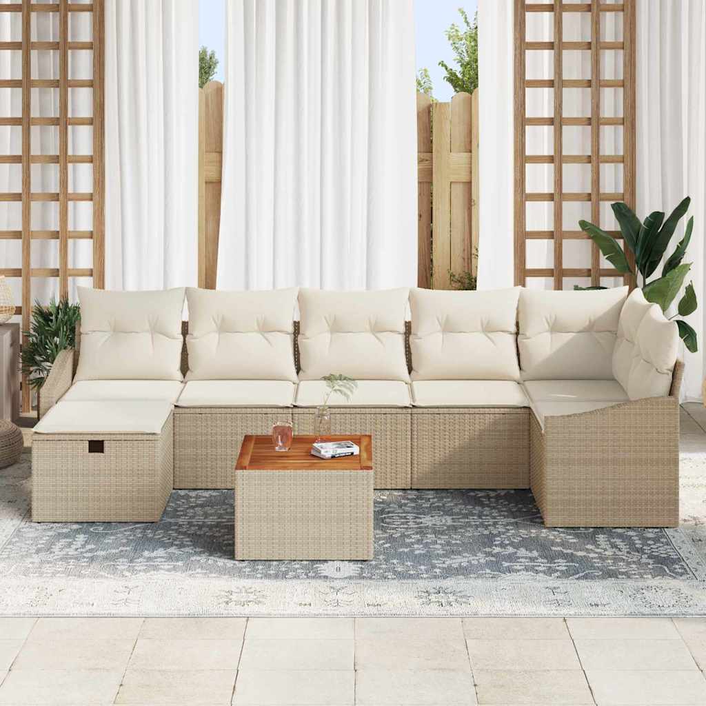 vidaXL Zestaw Sof na Ogród z poduszką 8 pcs Beżowy Polirattan