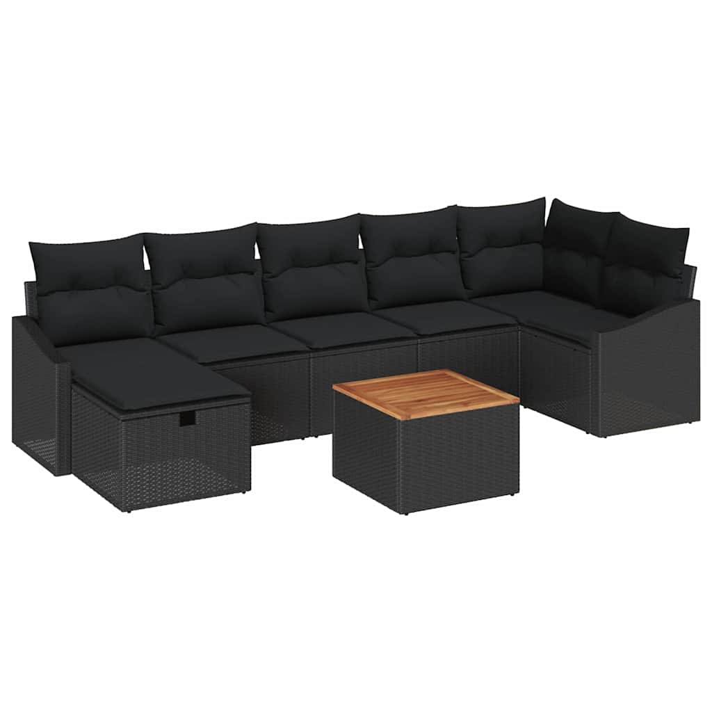 vidaXL Zestaw Sof na Ogród z poduszką 8 pcs Czarny Polirattan