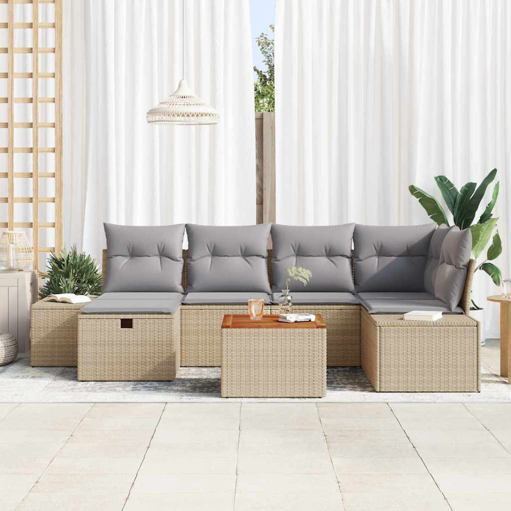 vidaXL Zestaw Sof na Ogród 7 szt. Beżowy Polirattan