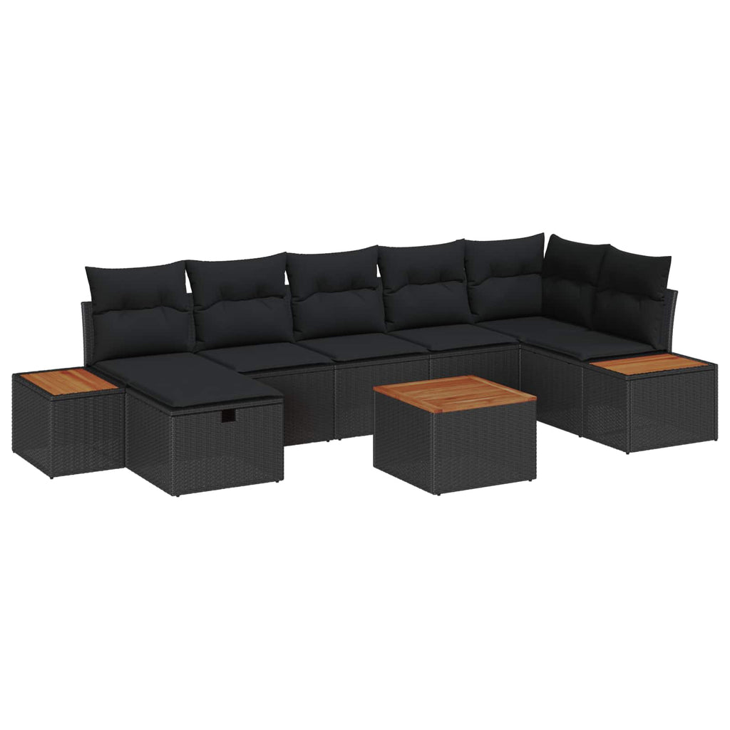 vidaXL Zestaw Sof na Ogród z poduszką 8 pcs Czarny Polirattan