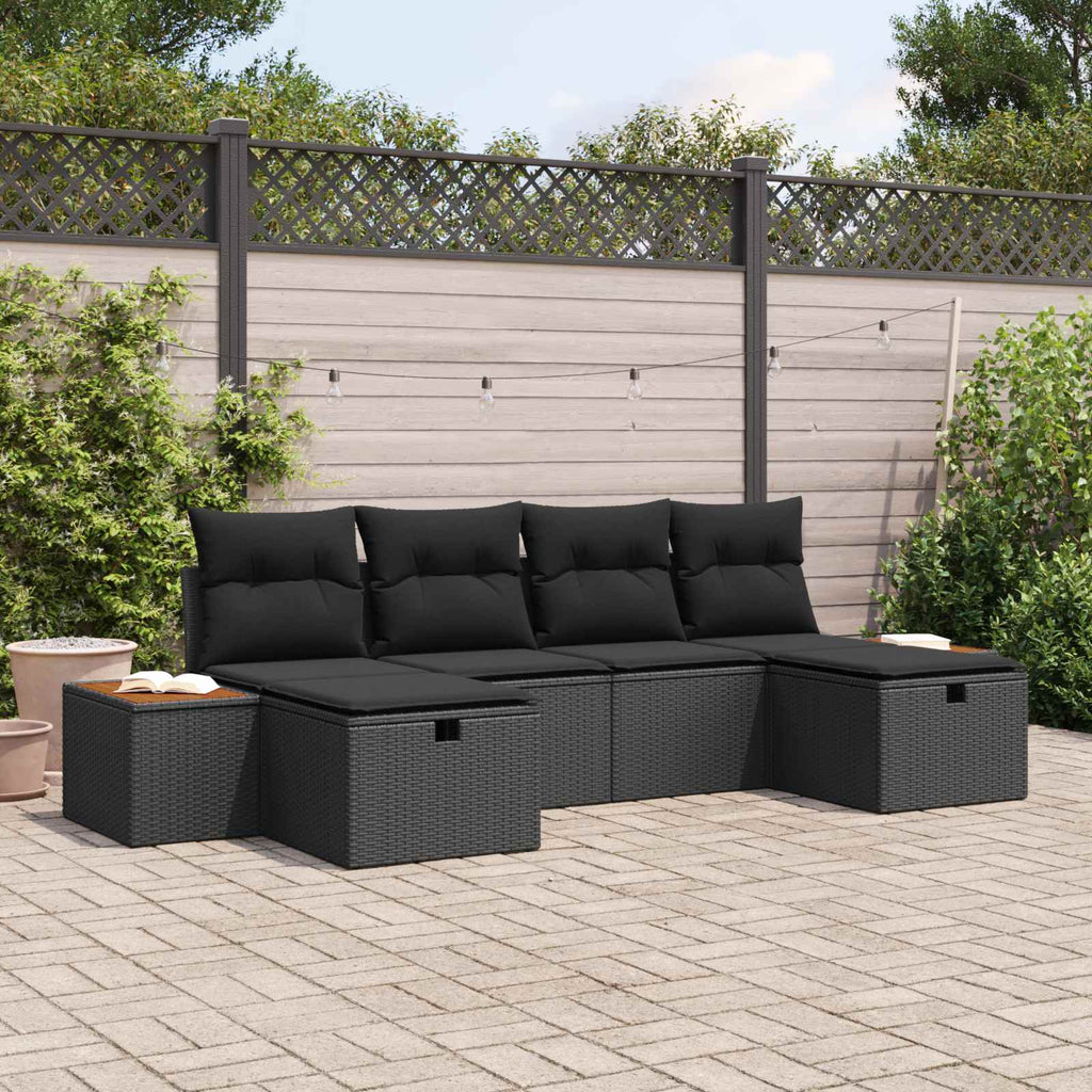vidaXL Zestaw Sof na Ogród 6 pcs Czarny 55 x 62 x 69 cm Polirattan