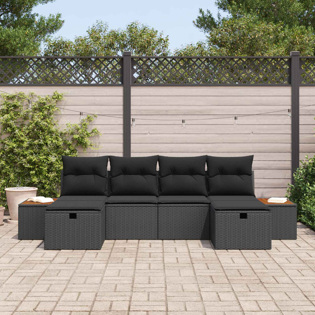 vidaXL Zestaw Sof na Ogród 6 pcs Czarny 55 x 62 x 69 cm Polirattan