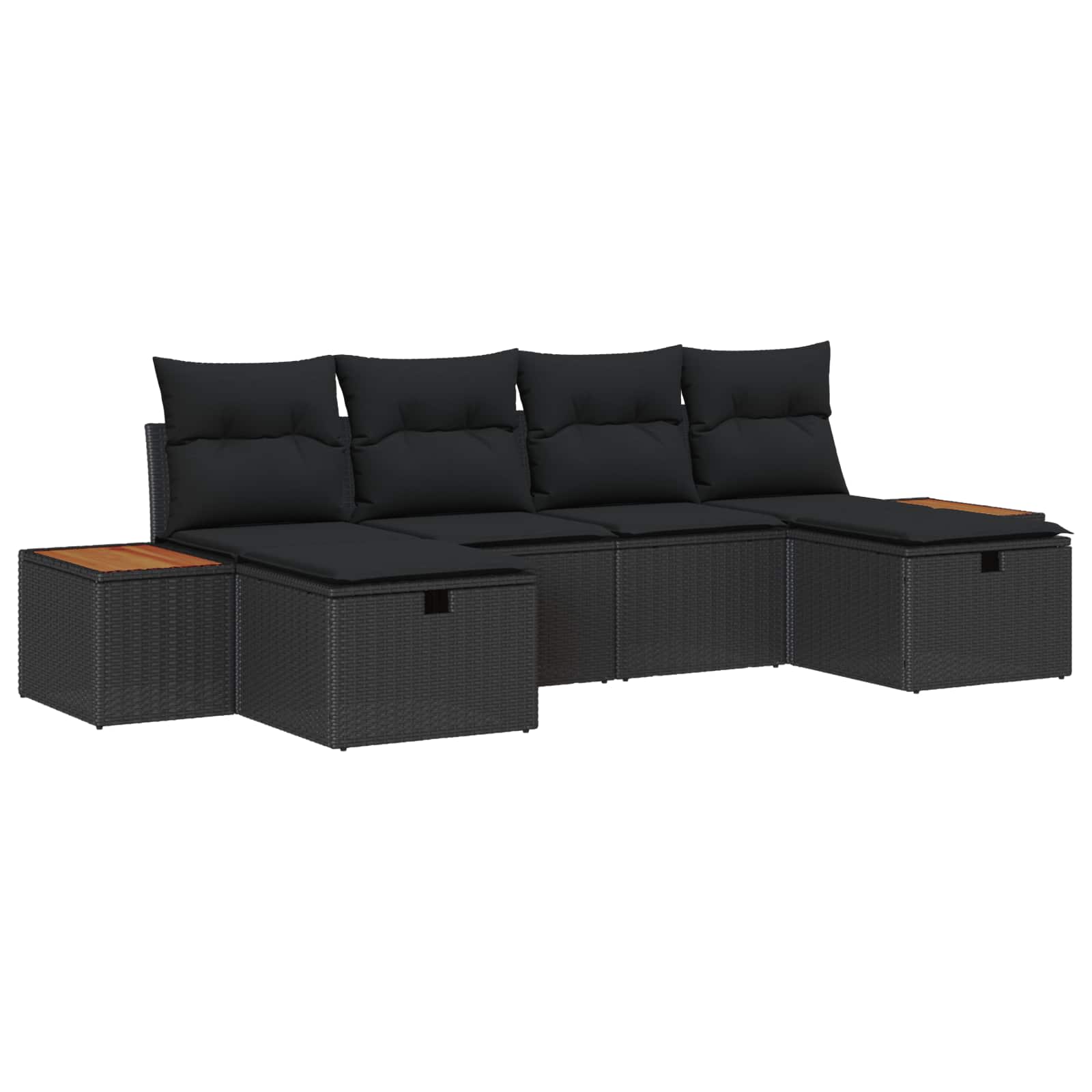 vidaXL Zestaw Sof na Ogród 6 pcs Czarny 55 x 62 x 69 cm Polirattan