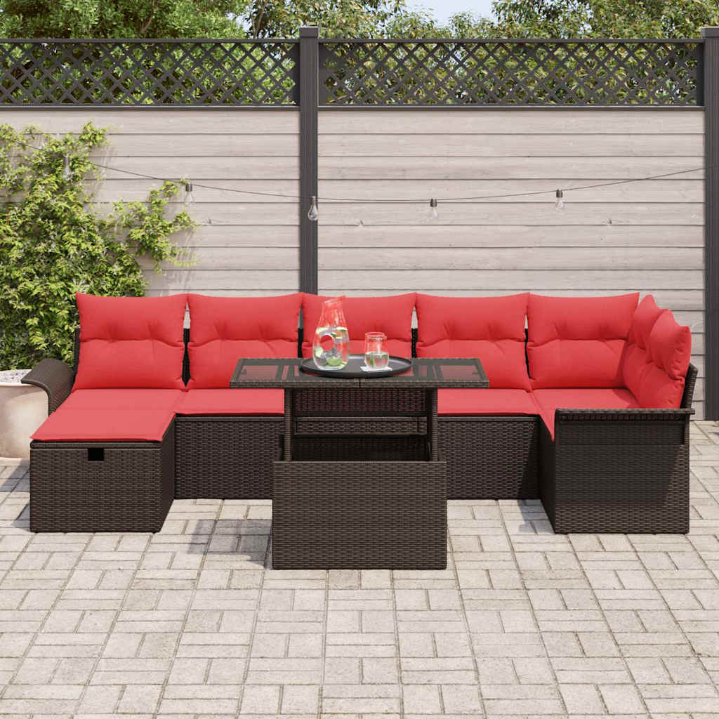 vidaXL Zestaw Sof na Ogród z poduszką 8 pcs Brązowy Polirattan