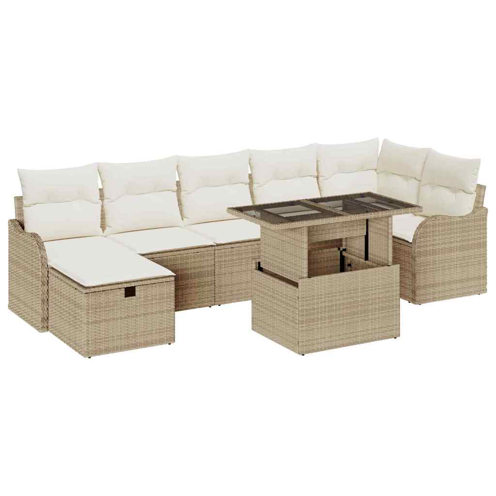 vidaXL Zestaw Sof na Ogród z poduszką 8 pcs Beżowy Polirattan
