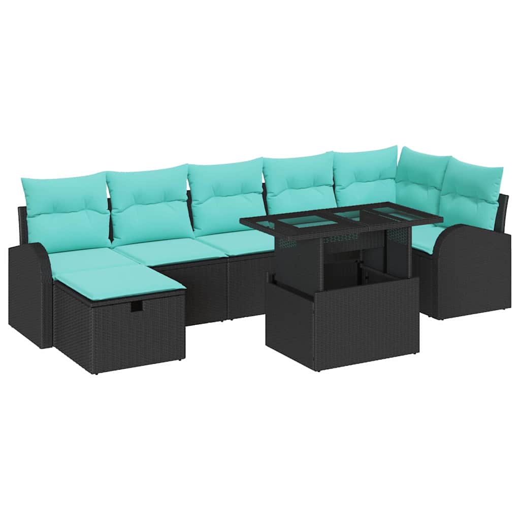 vidaXL Zestaw Sof na Ogród z poduszką 8 pcs Czarny Polirattan