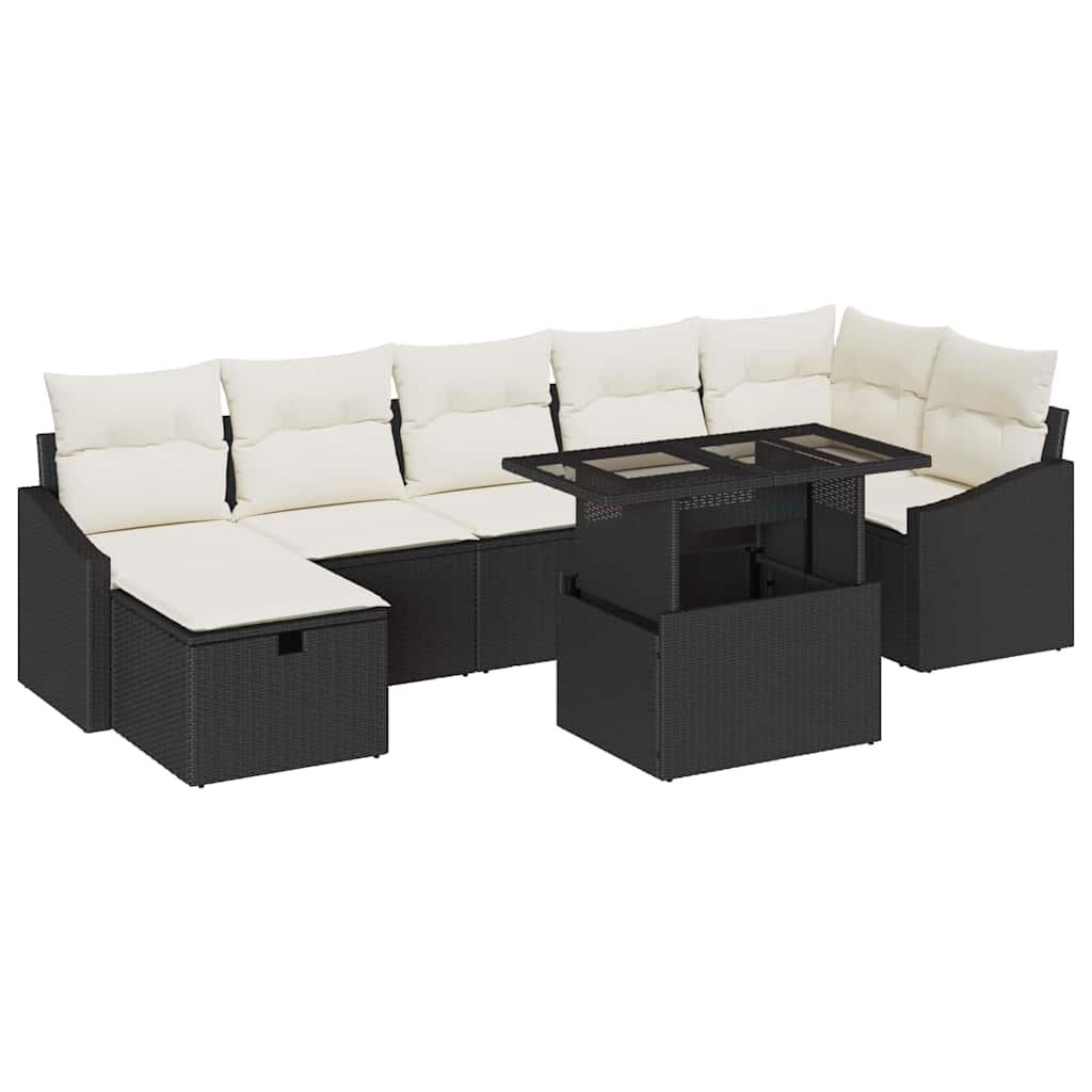 vidaXL Zestaw Sof na Ogród 8 pcs Czarny polirattan