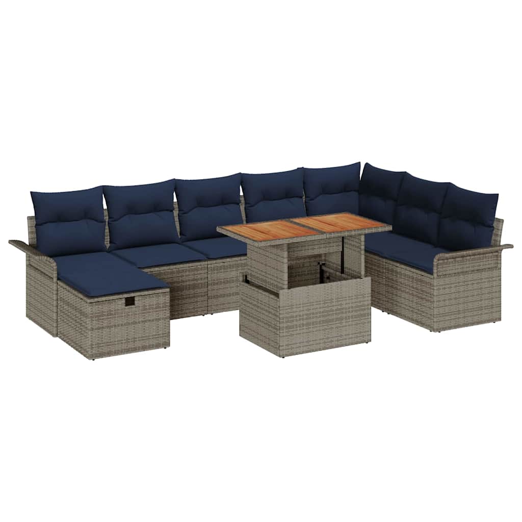 vidaXL Zestaw Sof na Ogród 9 pcs Szary polirattan