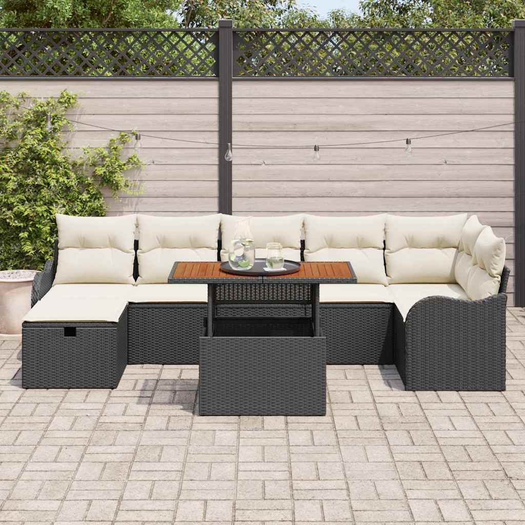 vidaXL Zestaw Sof na Ogród z przechowywaniem 8 pcs Czarny Polirattan