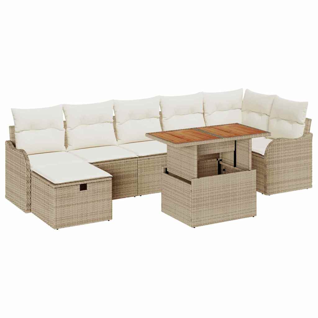 vidaXL Zestaw Sof na Ogród z przechowywaniem 8 pcs Beżowy Polirattan
