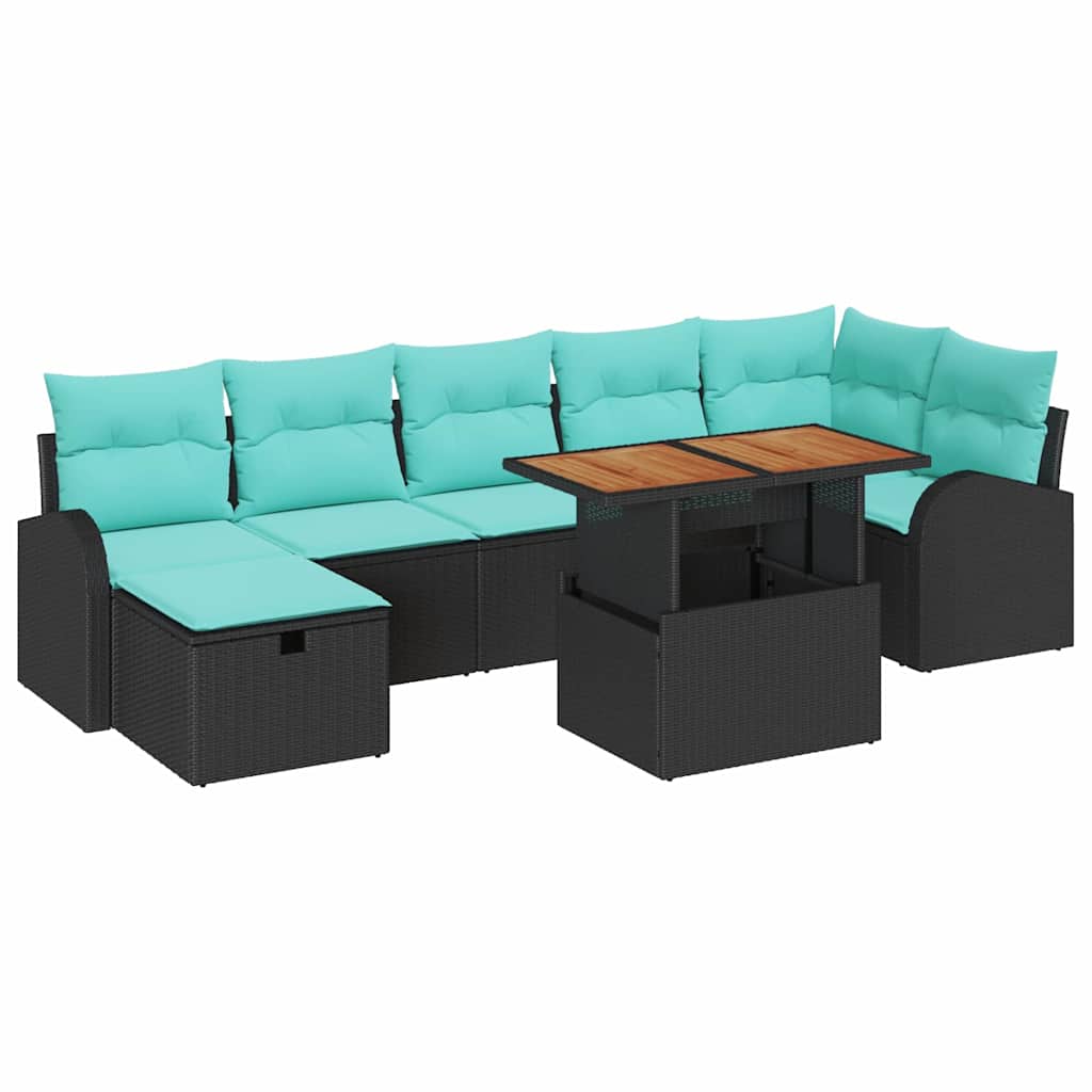 vidaXL Zestaw Sof na Ogród 8 pcs Czarny polirattan