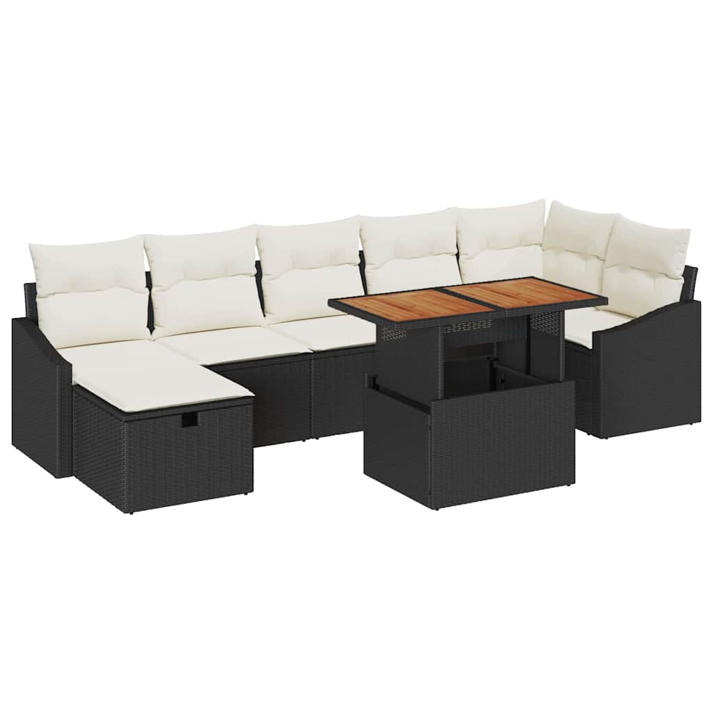 vidaXL Zestaw Sof na Ogród 8 pcs Czarny polirattan