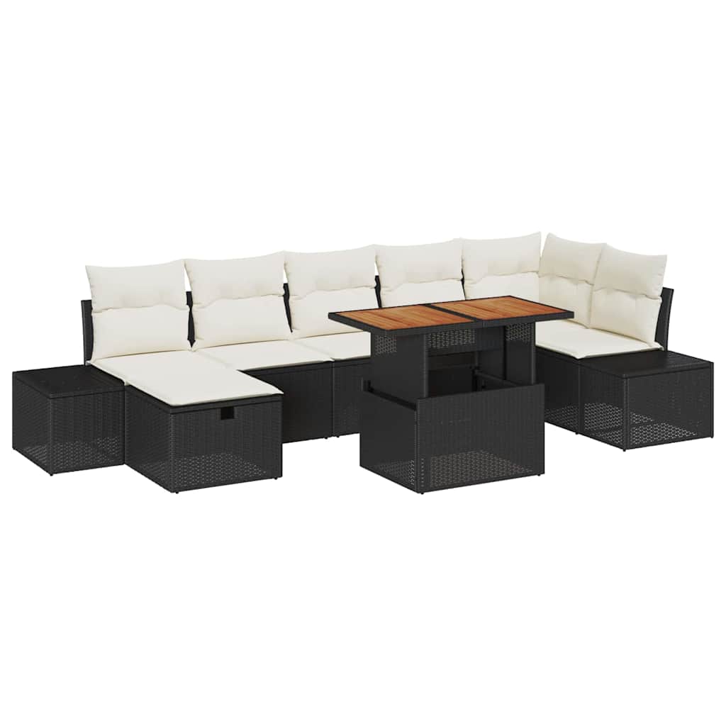 vidaXL Zestaw Sof na Ogród 8 pcs Czarny polirattan