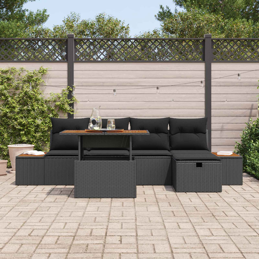 vidaXL Zestaw Sof na Ogród 6 pcs Czarny polirattan