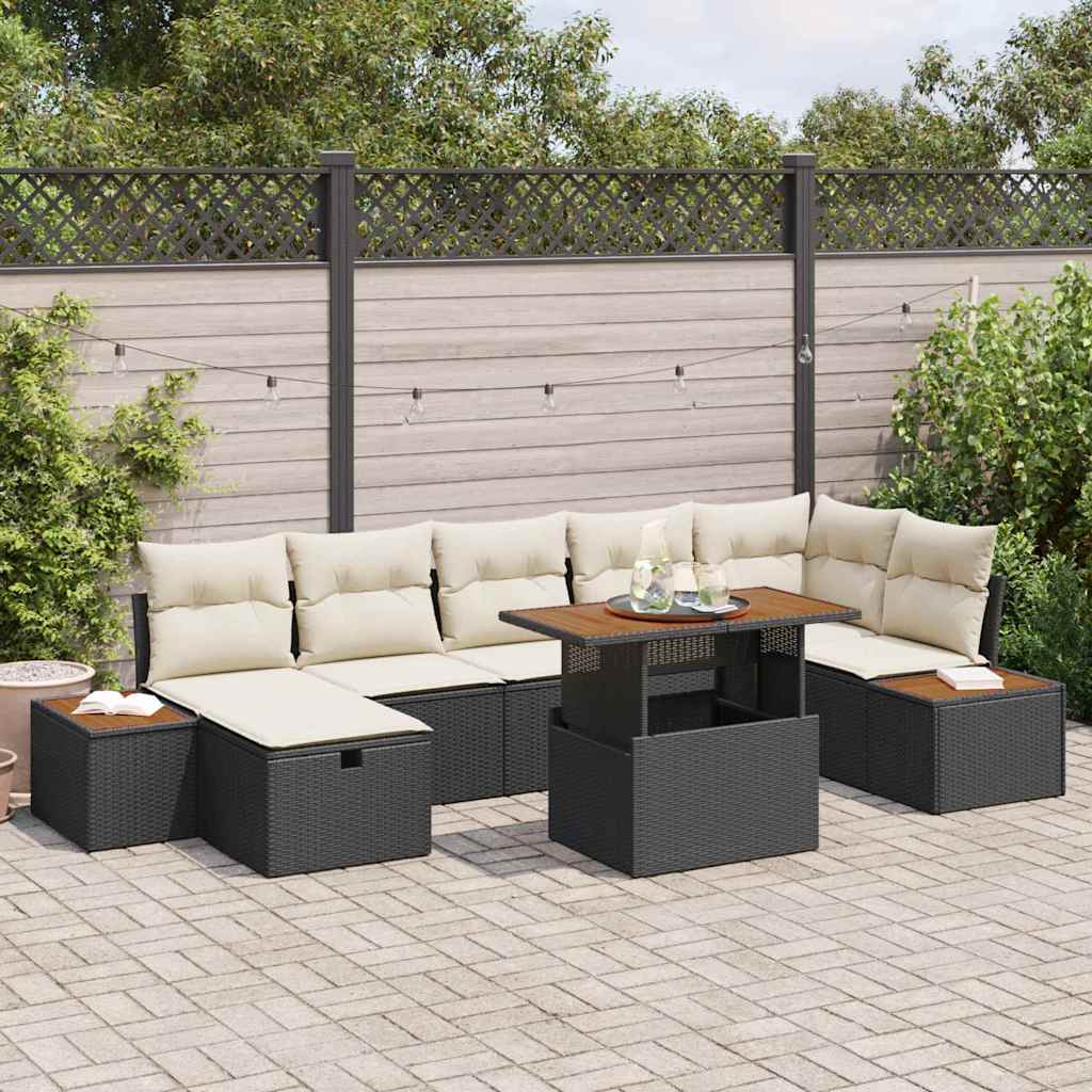 vidaXL Zestaw Sof na Ogród 8 pcs Czarny polirattan