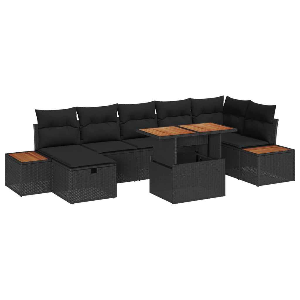 vidaXL Zestaw Sof na Ogród 8 pcs Czarny polirattan