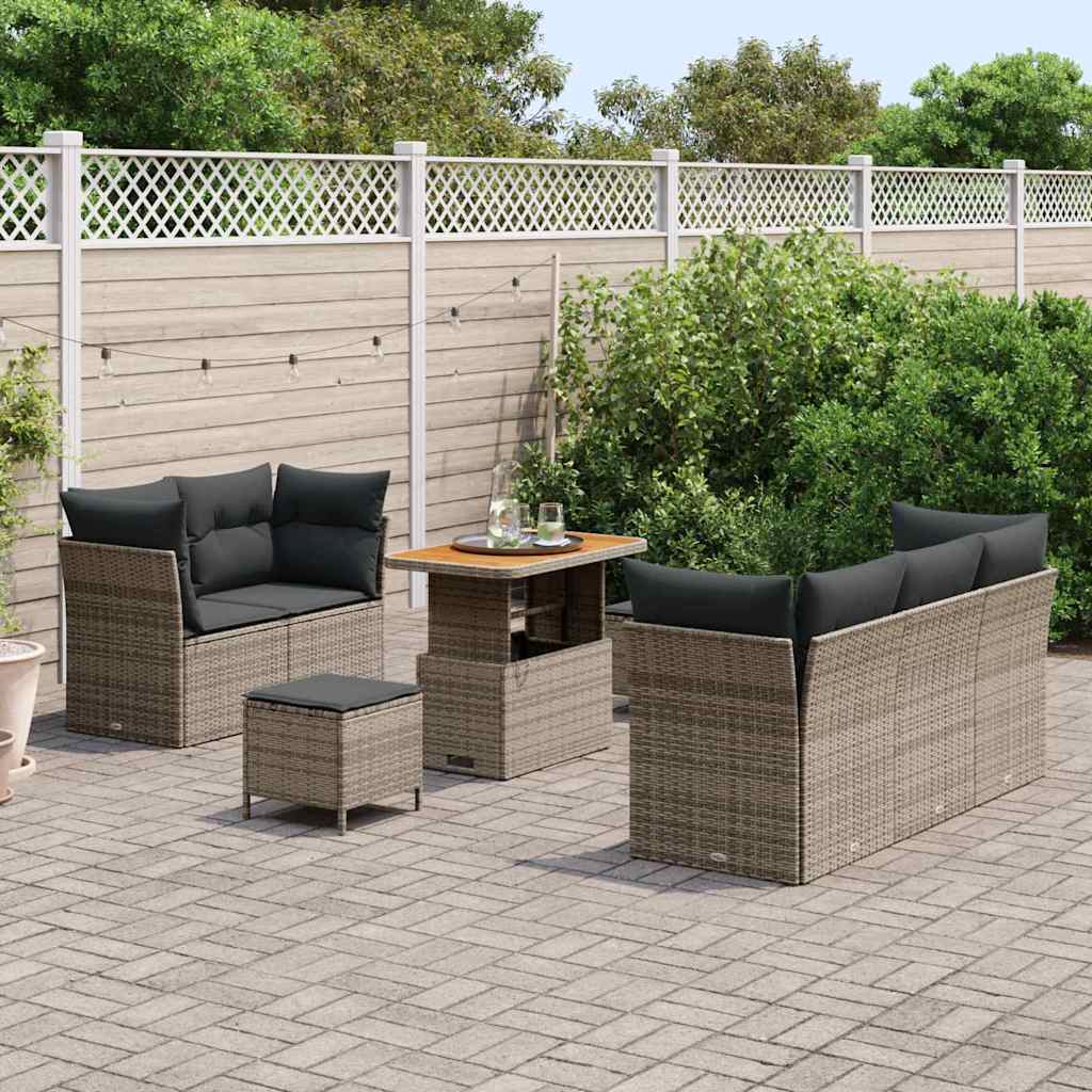vidaXL Zestaw Sof na Ogród 8 pcs Szary polirattan