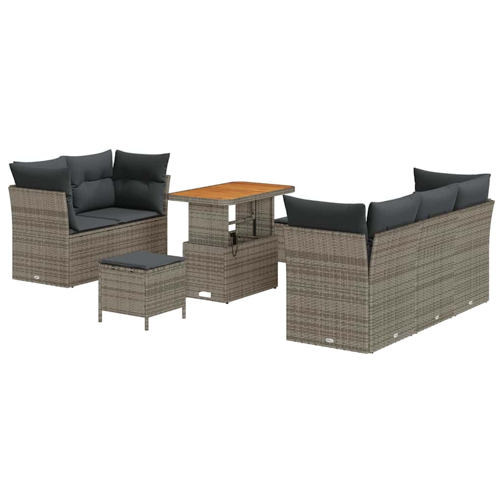 vidaXL Zestaw Sof na Ogród 8 pcs Szary polirattan
