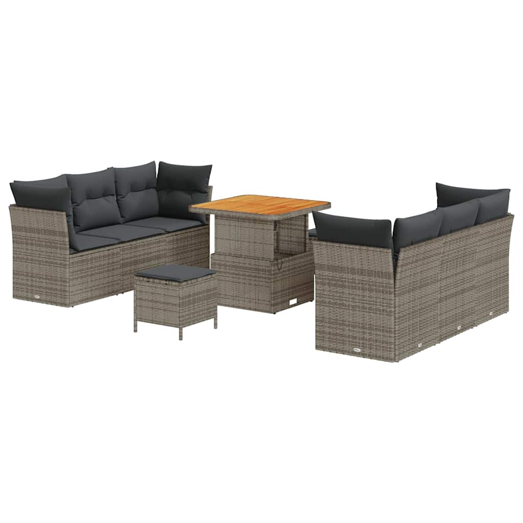 vidaXL Zestaw Sof na Ogród 9 pcs Szary polirattan