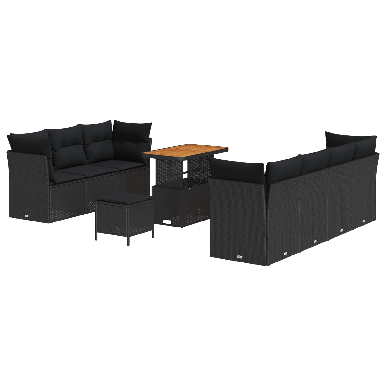 vidaXL Zestaw Sof na Ogród 10 pcs Czarny polirattan